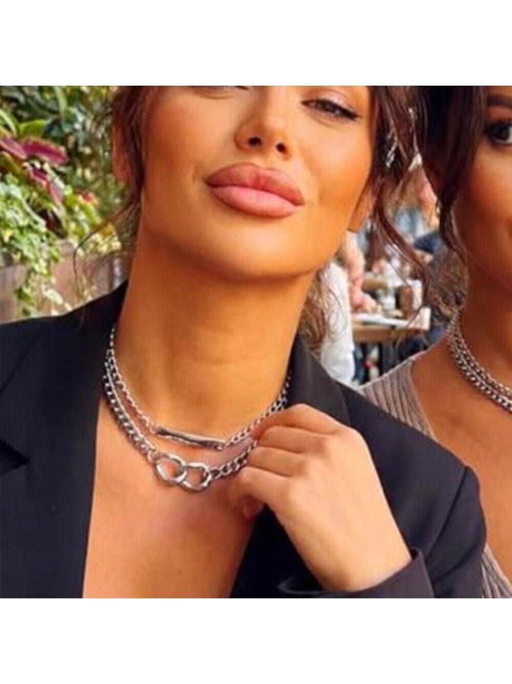 Boho Silver Cuban Link Choker Necklace Trendy Chain Jewelry